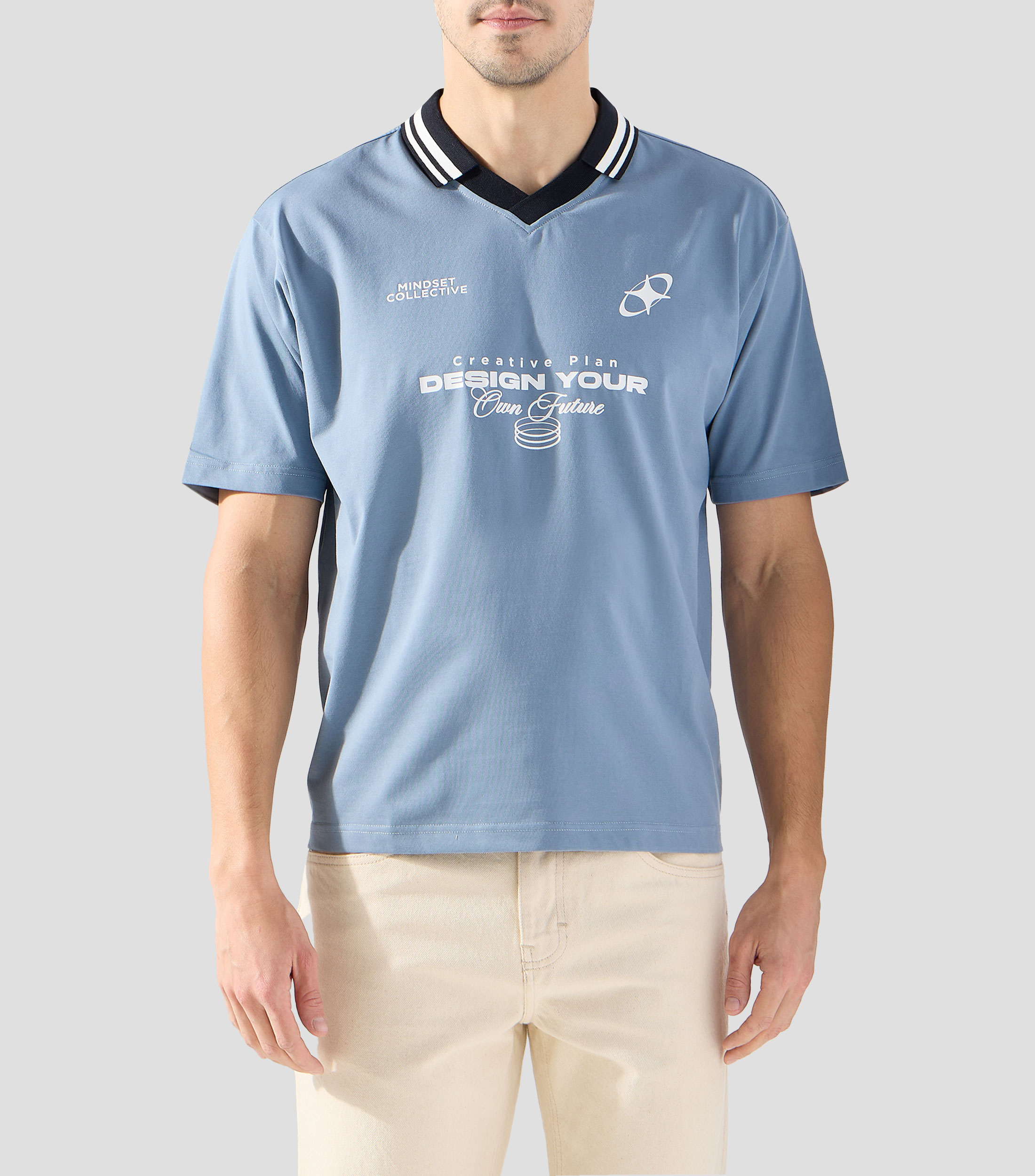 Playera tipo polo manga corta estampada Hombre